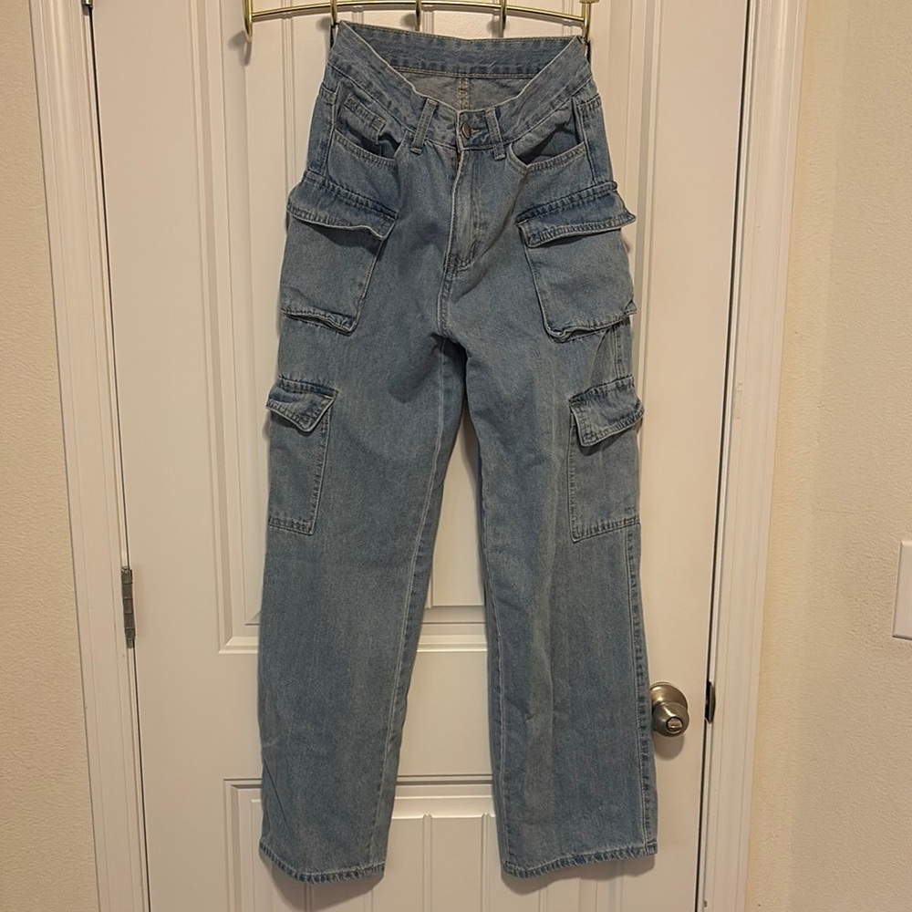 SHEIN Blue Cargo Jeans